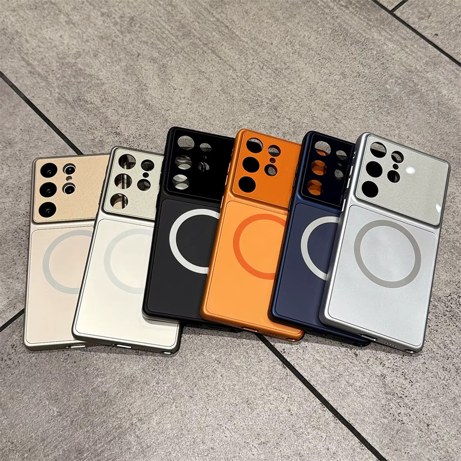 Magnetische Handyhülle für Samsung Galaxy S26 Plus, S25, S24 und S23 Ultra mit großem Fenster, mattiert und stoßfest, Farbe: Orange - Bild 2