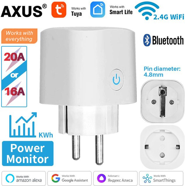 Szaoiju Smart Plug WiFi Steckdose mit Power Monitor und Timing Funktion, Tuya Smart Life App kompatibel, Weiß - Bild 1