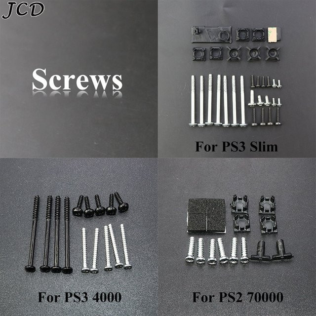 JCD Reparatur-Kit für PlayStation PS2 und PS3 Slim 2000 3000 4000 70000 mit Schrauben und Gummifüßen - Bild 1