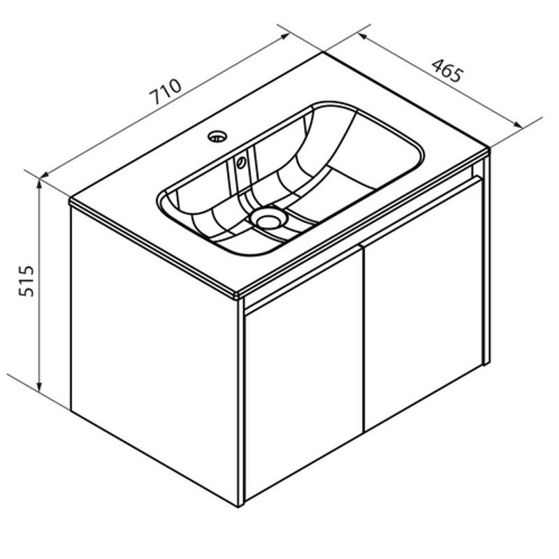 Fackelmann Waschtisch-Set Compact Line Waschtischunterschrank mit 2 Türen, Sonoma Eiche, B/H/T: 71 x 51,5 x 46,5 cm - Bild 2