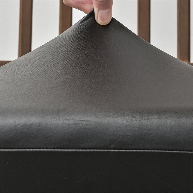 Wasserdichter und schmutzabweisender elastischer Stuhlbezug aus PU-Leder in Schwarz für Esszimmer und Büro - Bild 3