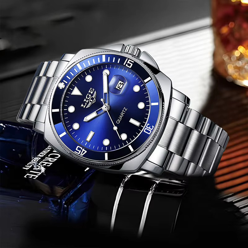 LIGE Armbanduhr Quarz, Edelstahl, Blau, Herren - Bild 6