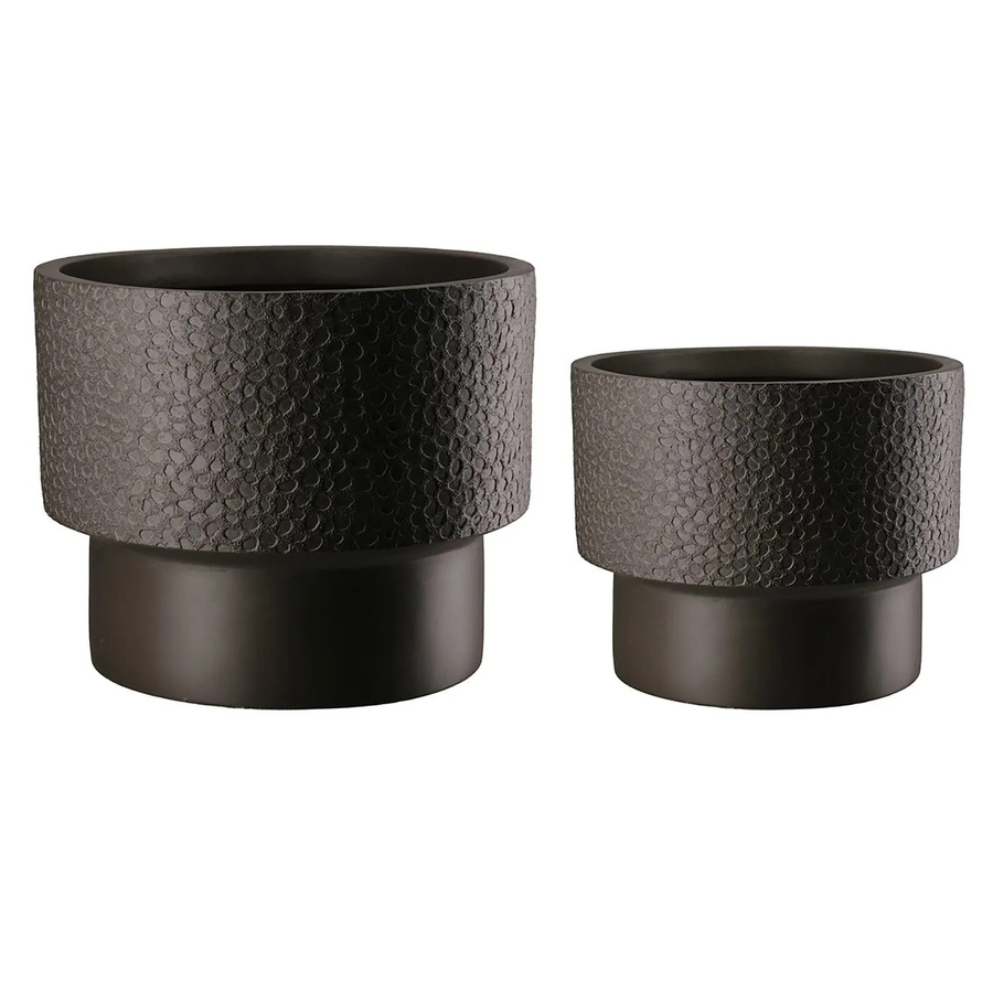 Gilde 2er Set Pflanzgefäß Pardo aus Keramik Braun Höhe: 24 cm, Durchmesser: 30 cm - Bild 2
