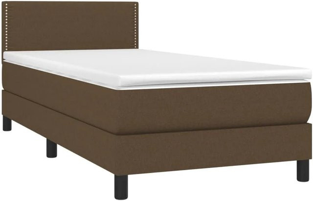 vidaXL Boxspringbett Hybrid mit Matratze und LED-Unterbettbeleuchtung in Dunkelbraun, B/T/H: 100 x 200 x 203 cm - Bild 1