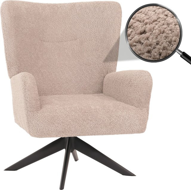 MCW Lounge-Sessel N65 drehbar in Beige mit Metallgestell und Armlehnen - Bild 1