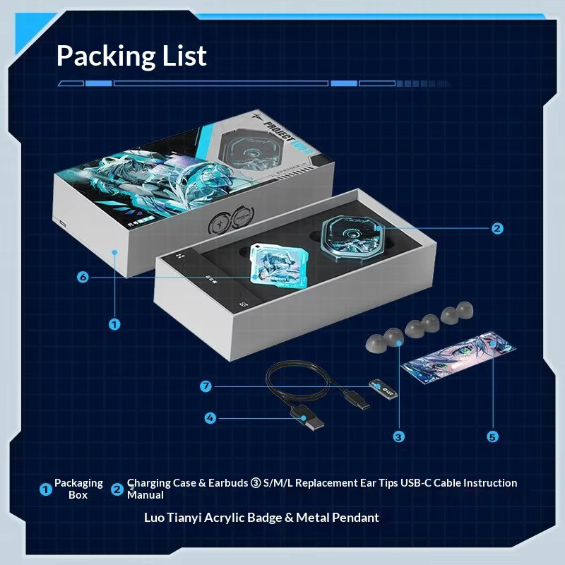 SONGX Vsinger Luo Tianyi TWS Bluetooth-Kopfhörer mit ANC-Rauschunterdrückung und Sternring-Design in Legierung-Optik - Bild 3