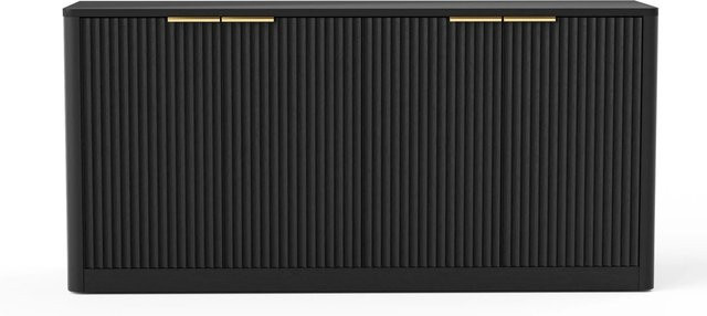okwish Sideboard mit Wellenform Design in Schwarz, modern und matt, B/T/H: 150 x 40 x 70,5 cm - Bild 1