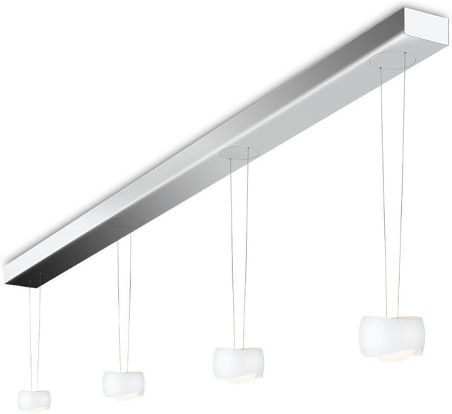 Oligo Curved Slack-Line LED-Pendelleuchte 4-flammig in Weiß matt und Chrom mit Tunable White (2200K - 5000K) und Casambi-Steuerung - Bild 1