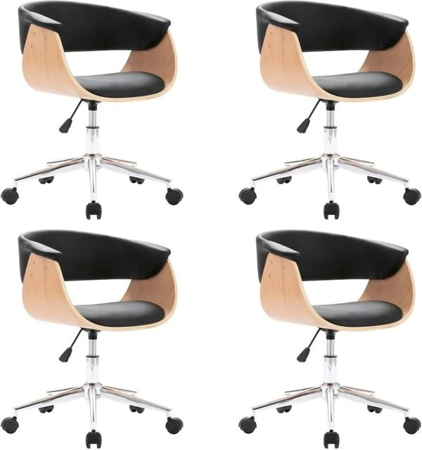 Set aus 4 vidaXL Esszimmerstühlen drehbar in Schwarz aus Kunstleder mit Rollen - Bild 1