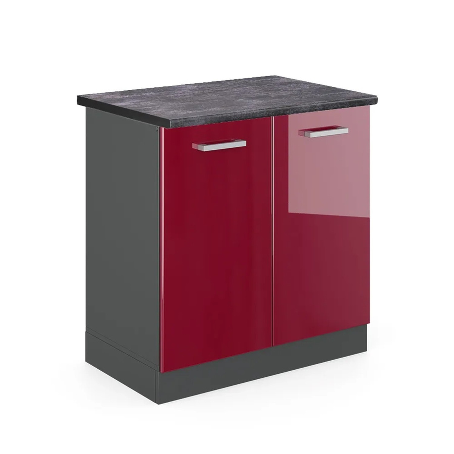 Vicco Spülenunterschrank R-Line in Bordeaux Hochglanz und Anthrazit, B/T/H: 80 x 60 x 81,6 cm - Bild 2