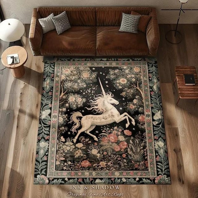 Karpetti Teppich Magisches Einhorn Floral mit Blumenmuster, rutschfest und weich, B/T: 60 x 180 cm, Multicolour - Bild 1