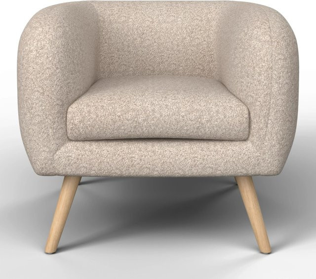 Bessagi Home Sessel Bruno in Beige aus Webstoff mit Armlehnen und Holzgestell - Bild 1