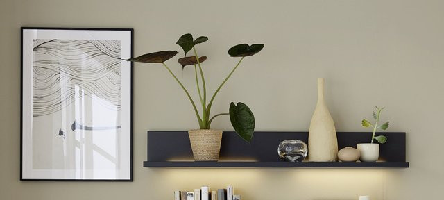 Wandboard Mondo Artist in Eiche mit integrierter Beleuchtung, Farbe: Grau/Schwarz, B: 120 cm, H: 20 cm, T: 16,8 cm - Bild 1