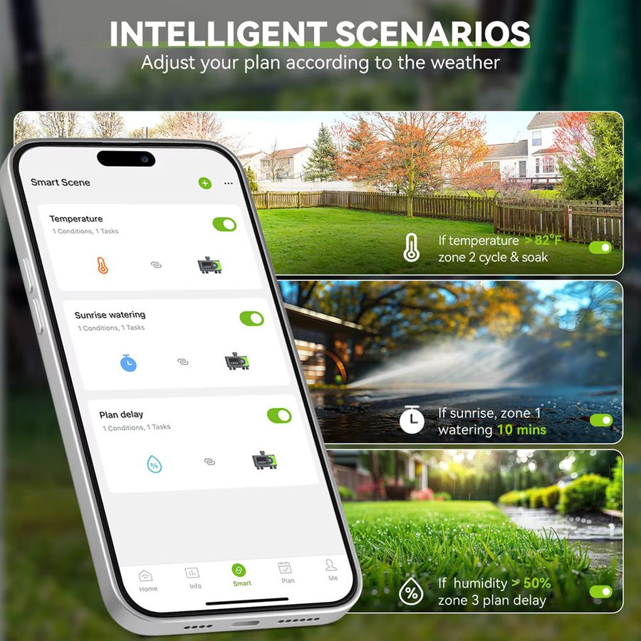 BaLDR WiFi-Wassertimer mit 4 Zonen für automatisches Bewässerungssystem, App-gesteuerter Bewässerungscomputer mit Regenverzögerung und manueller Funktion für Garten und Rasen - Bild 6