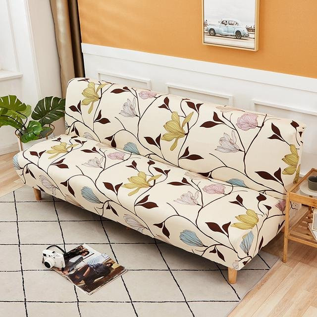 S-EMIGA Elastischer Sofabezug mit geometrischem Druck in Beige, Doppelsitzbezug aus Stretch-Material, Größe M (160-180 cm) - Bild 1