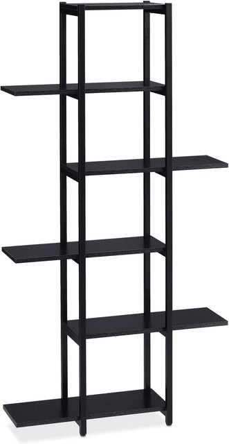 Relaxdays Pflanzenregal aus Metall und MDF in Schwarz mit 6 Ablagen, Höhe: 150 cm, Breite: 78 cm, Tiefe: 24 cm - Bild 1