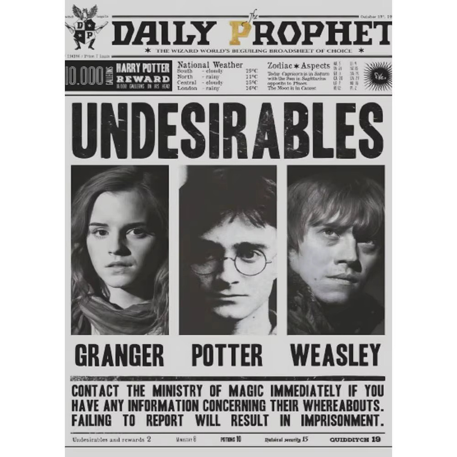 Harry Potter Film Poster Selbstklebender Wandaufkleber Wasserdichtes Wandbild in Mehrfarbig - Bild 5