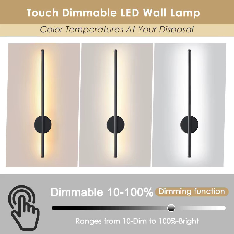 HAULVANG Nordic LED Wandlampe mit Touch-Schalter, dimmbar, Schwarz/Gold/Messing, Up-Down Wandleuchte für Küche, Esszimmer und Flur - Bild 2