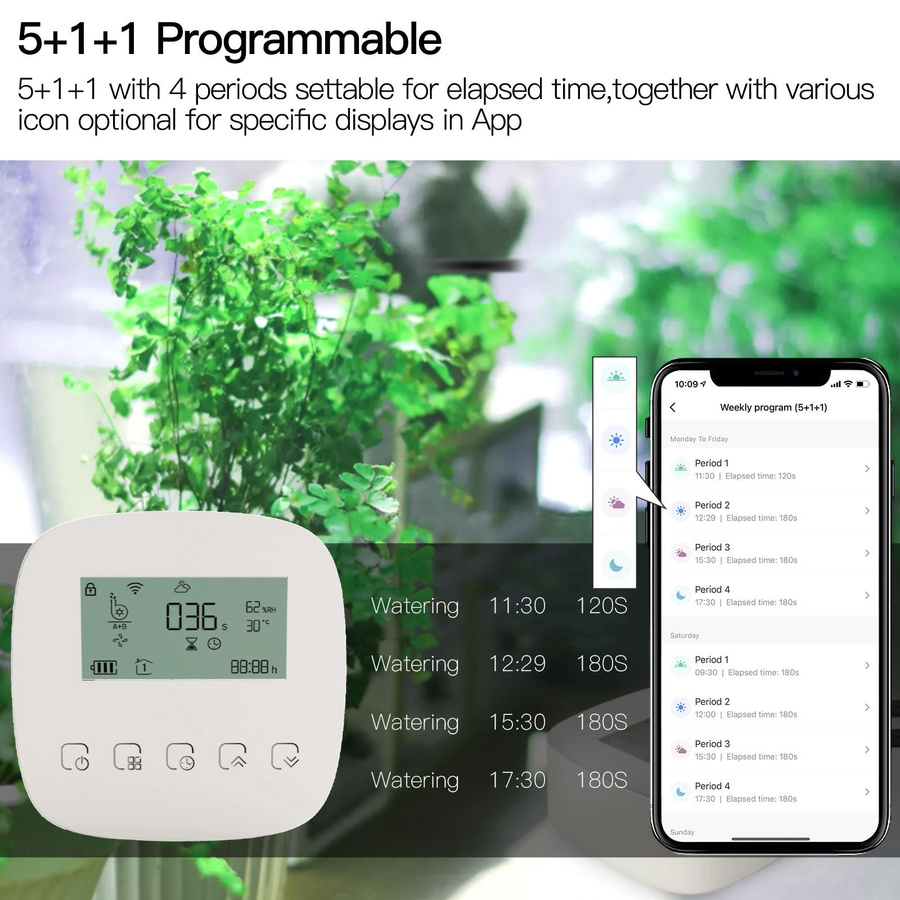 TOMTOP JMS Automatisches Bewässerungssystem mit Solarpanel und Doppelpumpensystem zur intelligenten Steuerung via WiFi, Sprache oder manuell für Zimmerpflanzen und Indoor-Pflanzen - Bild 6