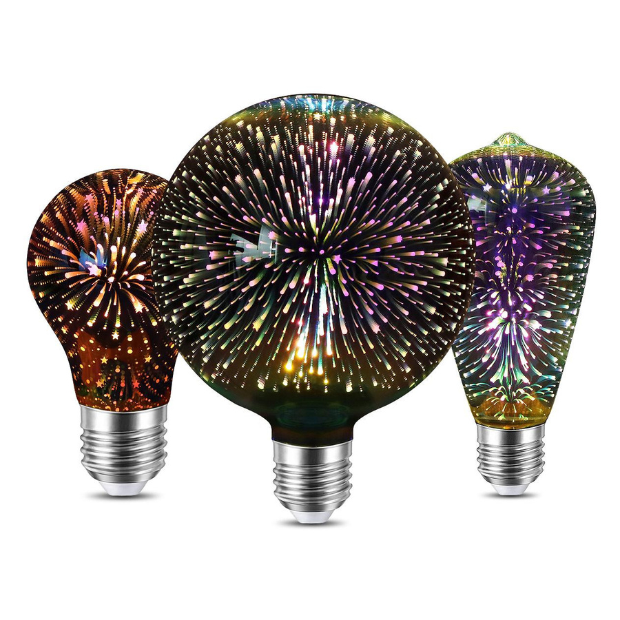 MALITAI LED Edison-Lampe mit 3D-Feuerwerk-Effekt, Vintage Glas-Leuchtmittel E27, warmweiß/multicolour - Bild 4
