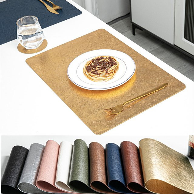 HaiYinXin Tischset und Untersetzer-Set mit Crackle-Finish in Royal Blue, Hitzebeständig, Wasserdicht und Rutschfest, B/T: 43 x 30 cm und Durchmesser: 10 cm - Bild 1