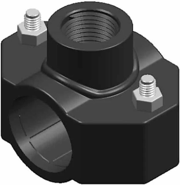 Klasebo Anbohrschelle aus Kunststoff in Schwarz für Wasserleitungen, Durchmesser: 50 mm (1 Zoll) - Bild 1