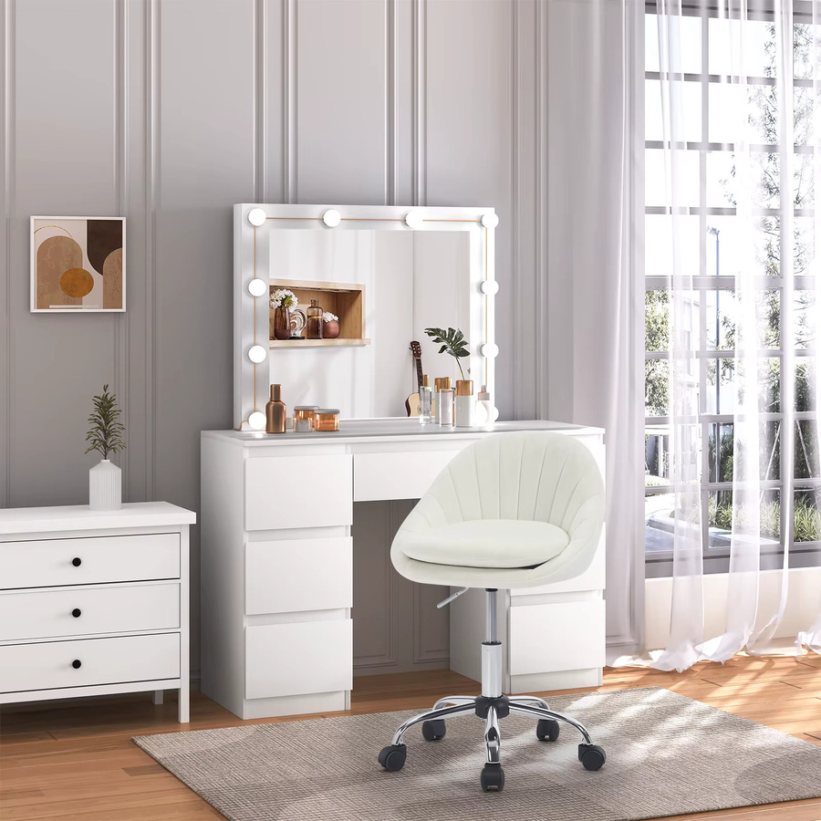 WOLTU Drehbarer Bürostuhl aus Samt in Grau mit Rollen und Metallgestell für Home Office und Schlafzimmer - Bild 2