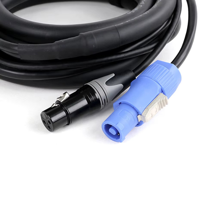 GuerGuo PowerCon- und DMX-Verlängerungskabel in Schwarz, 3-poliges Powercon-AC-Eingang zu XLR-Stecker auf Buchse Audio-Kombinationskabel für Bühnenbeleuchtung - Bild 3