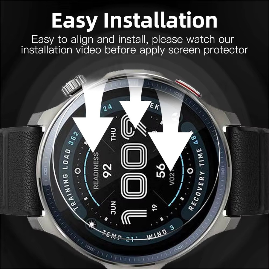 ONM Displayschutzfolie aus 9H gehärtetem Glas für Amazfit Balance 2, transparent, HD-klar und kratzfest - Bild 3