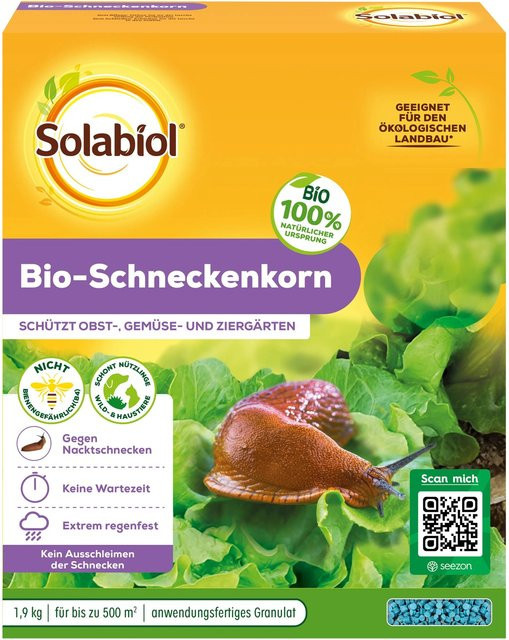 Solabiol Bio-Schneckenkorn mit Eisen-III-Phosphat für Gemüse, Obst und Zierpflanzen, 1,9 kg - Bild 1