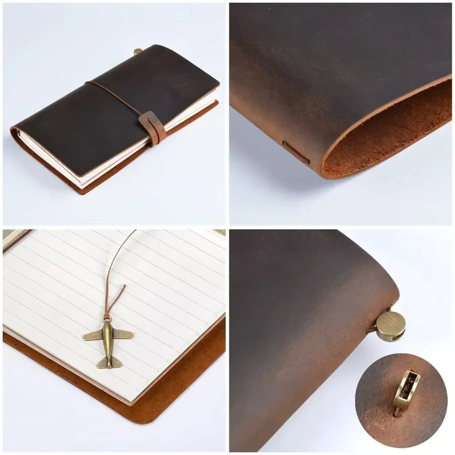 Moterm Handgemachtes Vintage Notebook aus echtem Rindsleder als Tagebuch, Journal oder Sketchbook in Grün und Braun - Bild 4