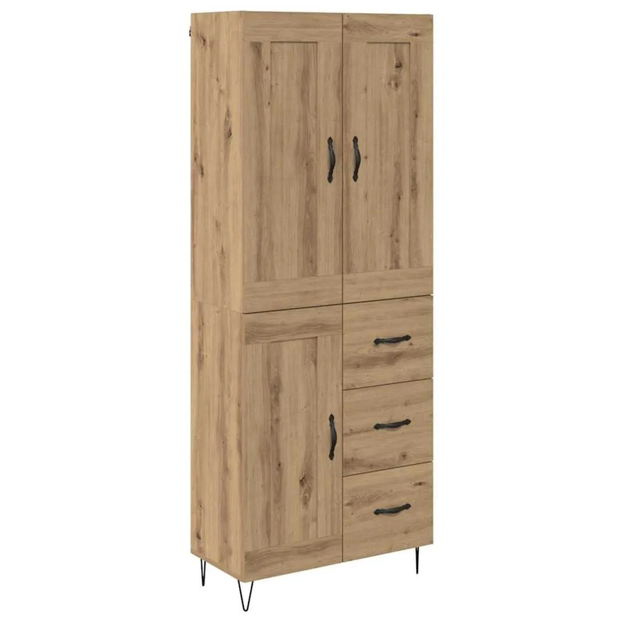 vidaXL Highboard Artisan-Eiche in Braun mit Türen und Schubladen, B/T/H: 69,5 x 34 x 180 cm - Bild 2