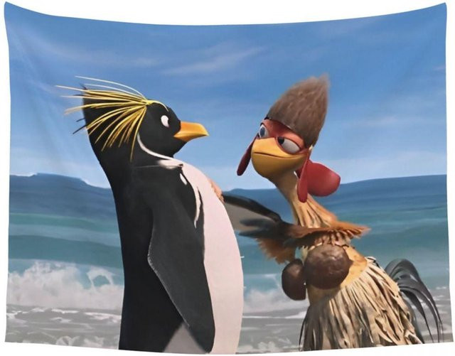 Wandteppich JMG Household Supplies Lustiges Hühnchen Joe Surf'S Up Wandbehang Mehrfarbig B: 90 cm, H: 60 cm - Bild 1