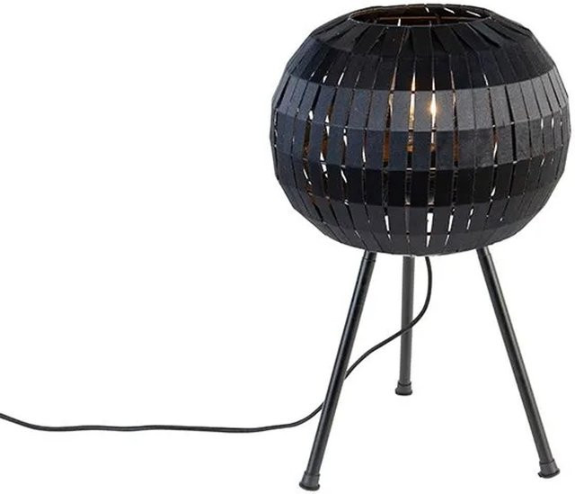 QAZQA Moderne Stativ-Tischlampe Zoë in Schwarz aus Stahl und Stoff mit E27 Fassung - Bild 1