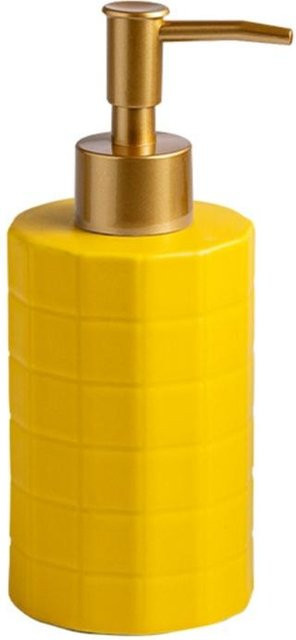 Keramik Flüssigspender von Greenery Tools in Gelb mit Pumpe für Shampoo und Seife - Bild 1