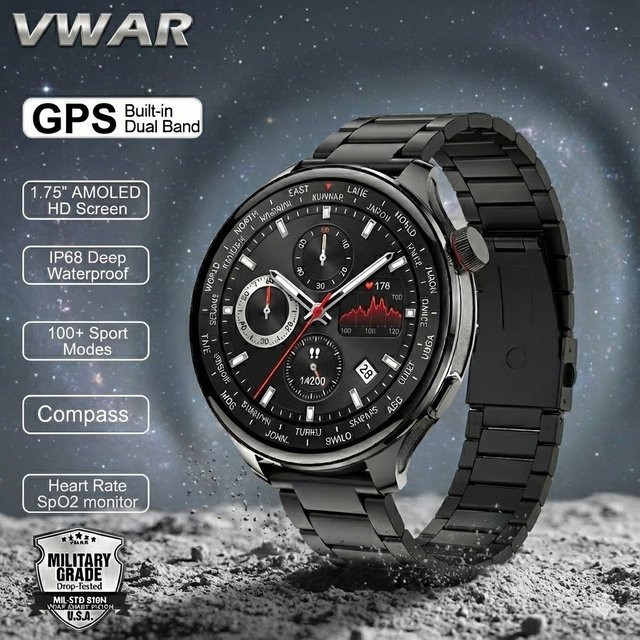 Vwar Smartwatch, T-Rex3 Ultra Pro, 1,75 Zoll, Aluminium, Schwarz, GPS, 5 ATM - Bild 1