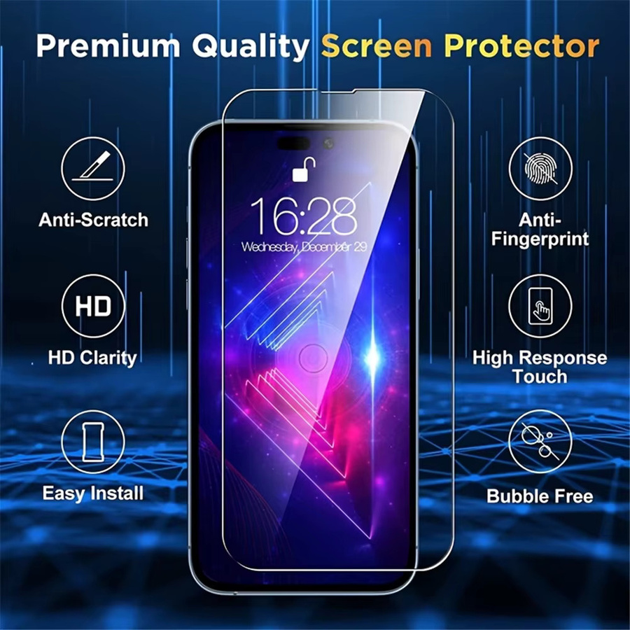 4-in-1 Vollflächiger Glasbildschirmschutz und 3D-Kameraschutz für iPhone 13 bis 17 Pro Max in Transparent - Bild 2