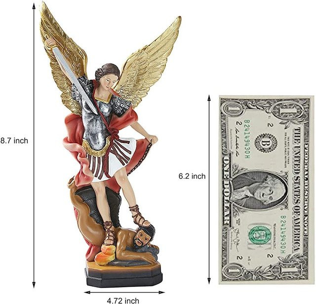 Erzengel Michael Statue aus bronzierter Kunstharz, Multicolor, Höhe: 31,75 cm - Bild 1