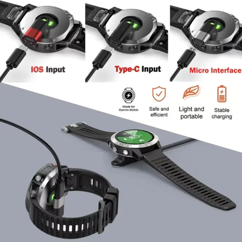 Garmin Ladekabel-Adapter, Silikon, Schwarz, USB-C/Micro USB/Lightning - Bild 2