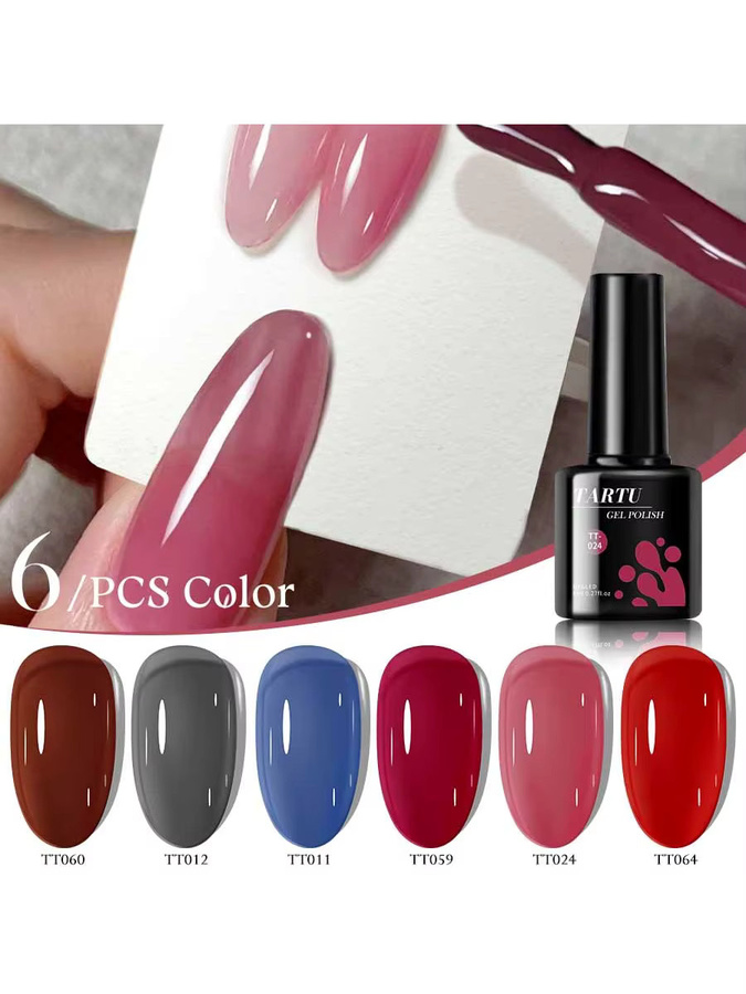 TARTU Gel-Nagellack-Set, 6 Farben, glänzend, HEMA-frei, TPO-frei - Bild 2