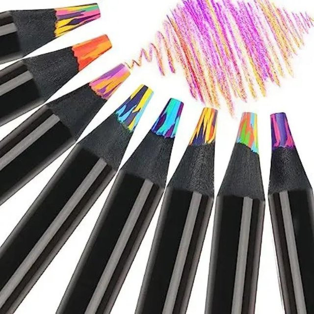 Binchi Cultural Supplies Regenbogenstifte Set mit 8 Farben, mehrfarbige Buntstifte aus Holz für Künstler zum Zeichnen, Malen und Skizzieren, Grau - Bild 1