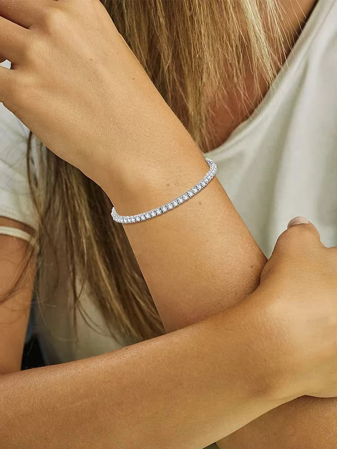 ROBUKF Tennis-Armband, Moissanit, 925 Silber, Weißgold, Damen und Herren - Bild 7