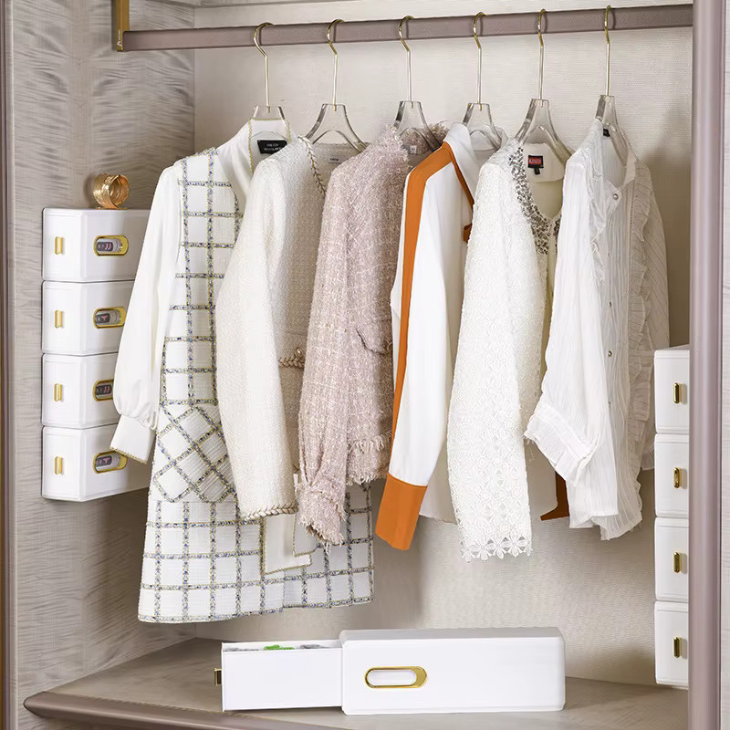 Meltset Kleiderschrank-Organizer für Socken und Unterwäsche, weiße Aufbewahrungsbox aus Kunststoff, Breite: 38,0 cm, Tiefe: 17,0 cm - Bild 2