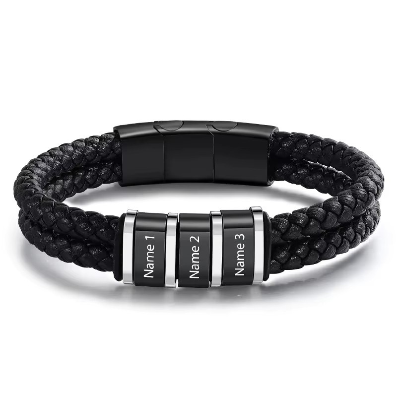 XCL Armband, geflochtenes Leder, Schwarz, Herren - Bild 6