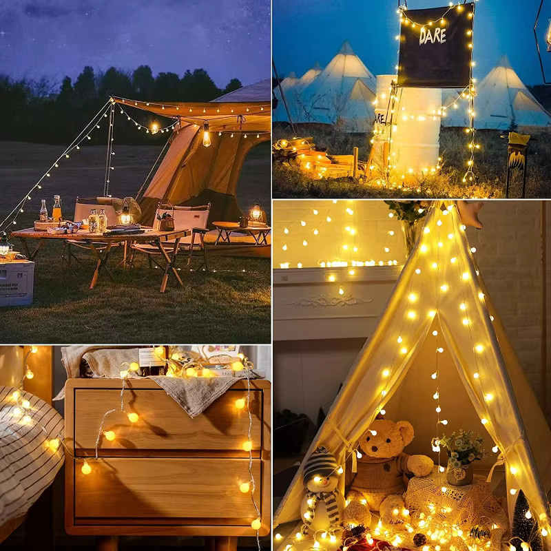 OKAL RED EAST Kugel-Lichterkette mit warmweißem Licht, USB- und Batteriebetrieb, wasserdichte Dekolichterkette für Garten und Hochzeit - Bild 5