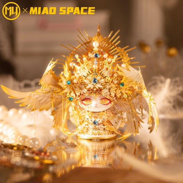 MU X MIAO SPACE Angel Cat, 3D Metallpuzzle, Weltraum, Gold - Bild 1