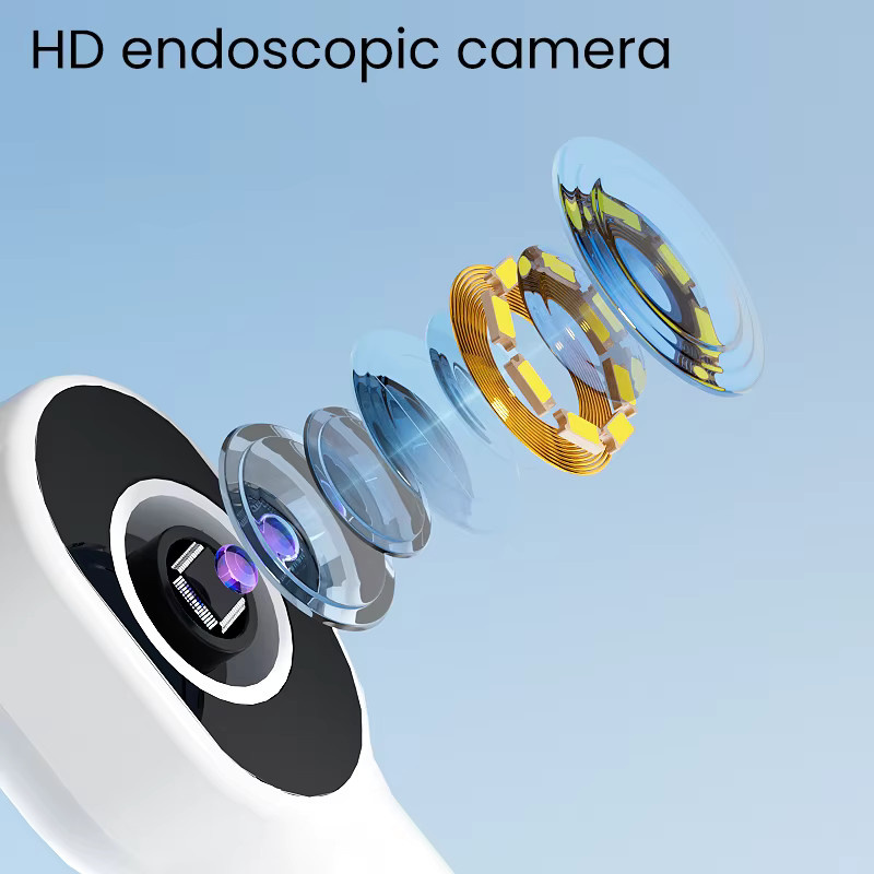 BUMBORN Kabellose Visuelle Oralkamera 1080P HD mit 8 LEDs, WLAN-Endoskop für iPhone und Android, Typ-C, Weiß - Bild 2