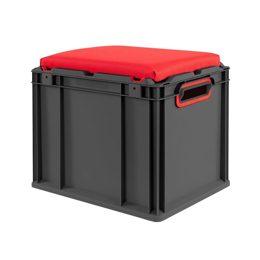 PROREGAL Eurobox Nextgen Seat Box Sitzbox Rot-Schwarz, H x B x T: 36,5 x 30 x 40 cm, 30 Liter - Bild 2