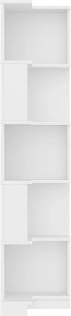 PXloue Eckbücherregal in L-Form mit LED-Beleuchtung und fünf Ablagen, Weiß, B/T/H: 63,5 x 45,0 x 175,0 cm - Bild 1