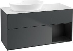 V&B Waschtischunterschrank Finion mit Wandbeleuchtung, Breite: 120 cm, Tiefe: 50,1 cm, Höhe: 50,1 cm, lackiert, matt blau - Bild 1